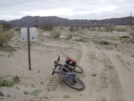 The railroad tracks at Sands cross the wash on a bridge