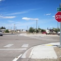 After seven miles, I arrive at the stop sign: I arrive at Searchlight, Nevada, population 576