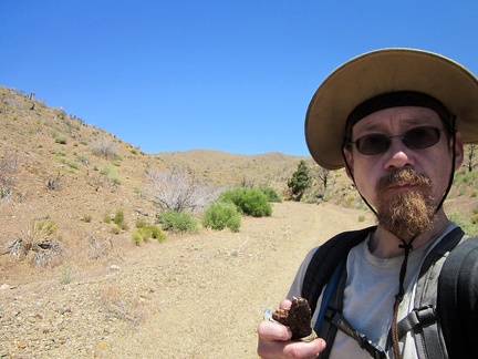 It's also time for a chocolate energy bar in Globe Canyon while consulting the GPS