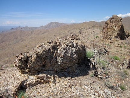 Numerous rock outcrops dot the Providence Mountains ridge line