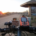 I'm back at the Mid Hills campground entry kiosk at sunset, perfect timing!