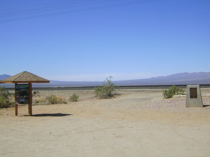 In front of the Nipton store is a Mojave National Preserve information kiosk; the Preserve begins just beyond the train tracks