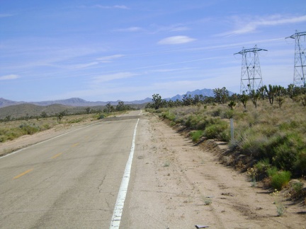 Two miles before the Cima store, Morning Star Road passes under one of the big power lines that cross the Mojave Desert