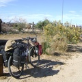 The 10-ton bike takes a short rest by the Cima store before the final six-mile ride up Cima Road to Cima Dome