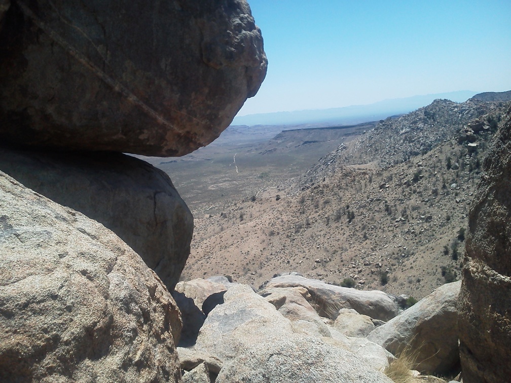 Another view around boulders on the side of Table Mountain, this time down to Woods Wash