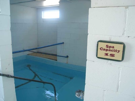 Outside the men's "cool pool" at Tecopa Hot Springs campground