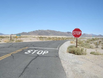 The end of Tecopa Hot Springs Road at Highway 127