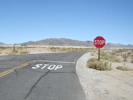 The end of Tecopa Hot Springs Road at Highway 127