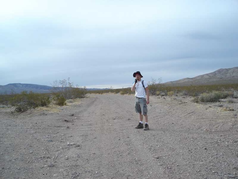 Me, standing in Greenwater Valley Road at the junction of Deadman Pass Road