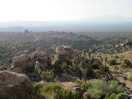 Sarah moseys around in the rock outcrops as we get close to the top of Teutonia Peak Trail