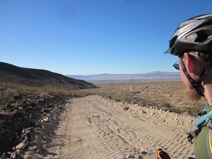 The tent and all is packed up and I start riding the powerline road back down to old Route 66