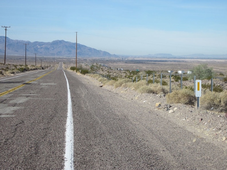 This stretch of old Route 66, heading into Newberry Springs, parallels the I-40 freeway, clearly visible to my right