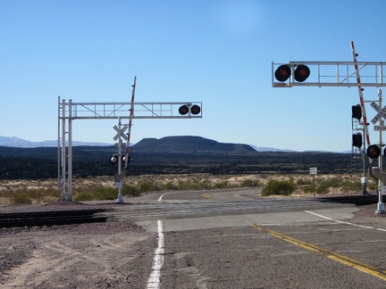 Here's one of those photos that I have to take each time I pass by here: Route 66 crosses the train tracks at Pisgah siding