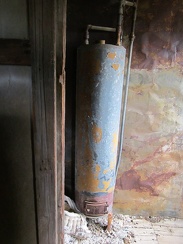 Another luxury: an old hot water heater