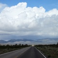 As I head into the clouds on Nevada 164, I see a little sunny spot on the road ahead