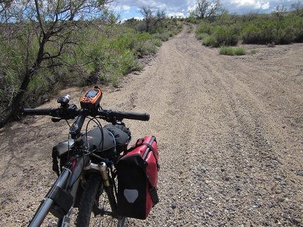 My new road, which I've not been on before, immediately drops into a sand-and-gravel drainage area