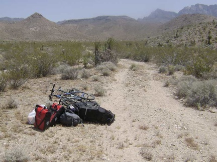 I carry my bike, and walk my packed saddlebags, out of the Wilderness area over to the old road