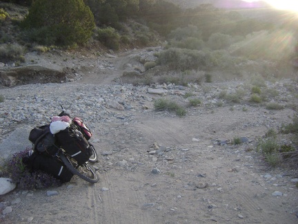 After about two miles on the deteriorating road up Keystone Canyon, I reach a wash-out