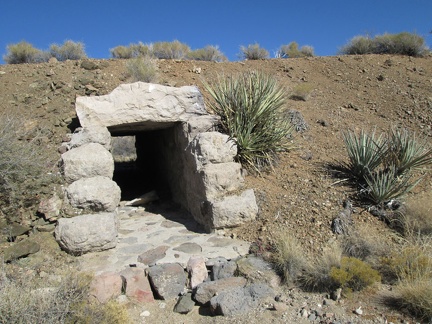 Close-up of the tunnel under the old railway grade