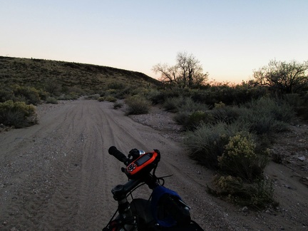 The Lost Road takes me into a wash briefly, with many tire tracks, before I return to the faded trail and find a campsite