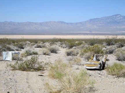 I pass a  few old household items dumped along Nipton-Desert Road