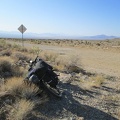 I pull over for a heat-exhaustion break where the pavement ends on Ivanpah Road
