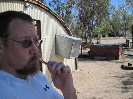 Time to brush my teeth and pack up for the ride from Nipton to Malpais Spring, Mojave National Preserve