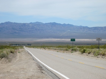 From the Nevada-California border on Nipton Road/Nevada 164, I look back down the hill to the tiny town of Nipton