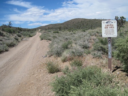 Near Crescent Pass, I stop to look at a dirt road that leads toward the McCullough Mountains