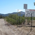 A sign warns of mining traffic near the start of Walking Box Ranch Road