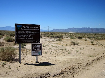 Just outside Primm is one of the entrances to the Ivanpah Dry Lake recreation area