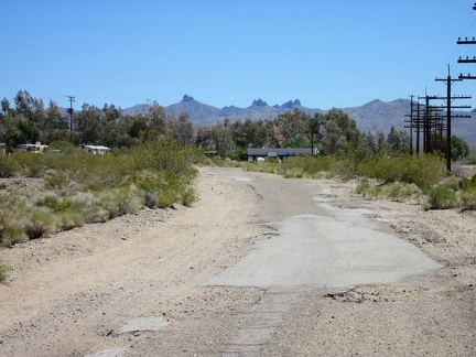 Approaching the tiny town of Nipton, California, population 20, with the Castle Peaks in the background