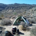 I've been at this great campsite by the Woods Mountains for a week now; this morning I pack up and leave
