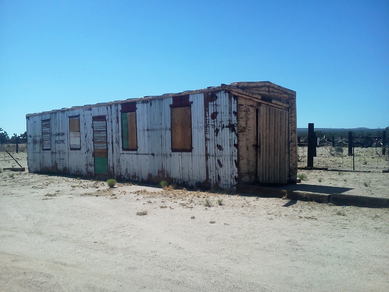 An old railway box car also sits next to the Cima store, with nowhere to go
