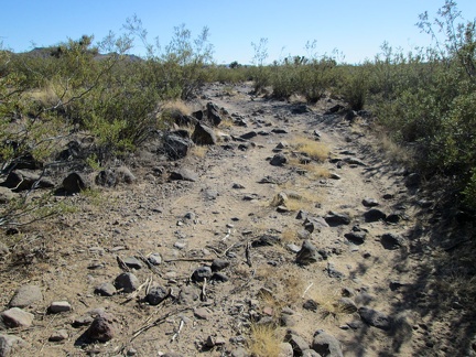 Part of the road sprouts a lot of rock