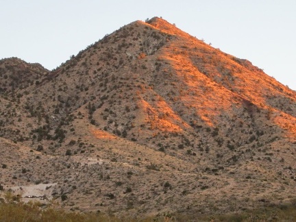 While setting up camp, a pickup truck drives by, not seeing me, and drives up the hill a bit (see the headlights at bottom-left)