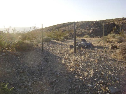 After hiking down the wash for 1/2 hour, I exit the Wilderness boundary and start walking down the south fork of Globe Mine Road