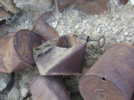 Close-up of a few cans at the mine site at the end of the middle fork of Globe Mine Road
