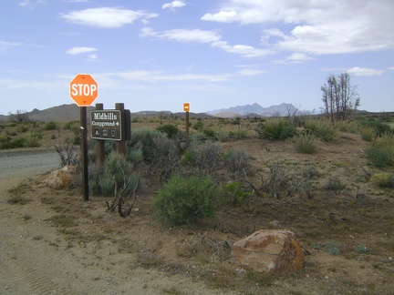 3/4 mile from campsite 22, I exit Mid Hills campground and turn right to start descending Wild Horse Canyon Road