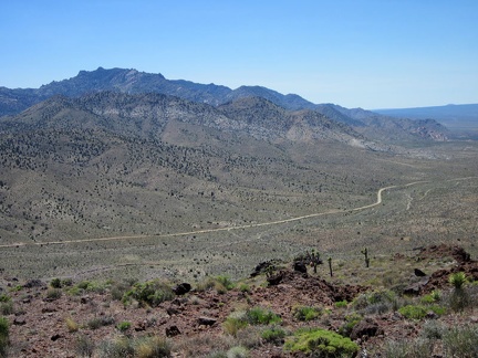 From the west end of Bathtub Spring Peak, I can see clearly down to Ivanpah Road, and over to the New York Mountains peaks