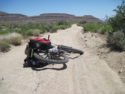 The lower part of Gold Valley Mine Road passes through a sandy area