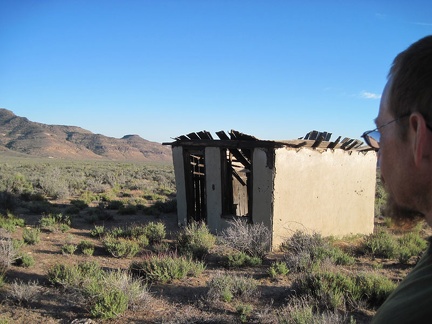 I take one last look at the Gold Valley cabin, with the Woods Mountains in the background