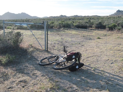 A half mile further up this unnamed Gold Valley road, I encounter a fence (or is it a locked gate?)