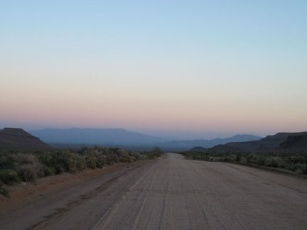 I look back regularly while climbing Black Canyon Road to take in the purple haze in the warmer areas south of Mojave Preserve