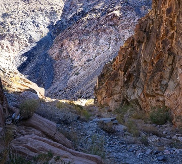 Sunshine warms a chilly Death Valley canyon