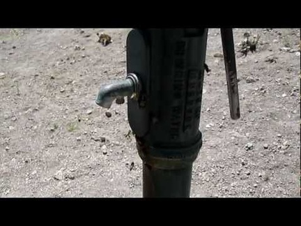 Lots of bees at the water spigot the Hole-in-the-Wall Visitor Center