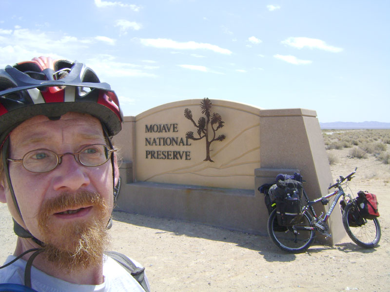 Obligatory tourist photo at the Mojave National Preserve entrance on Kelbaker Road
