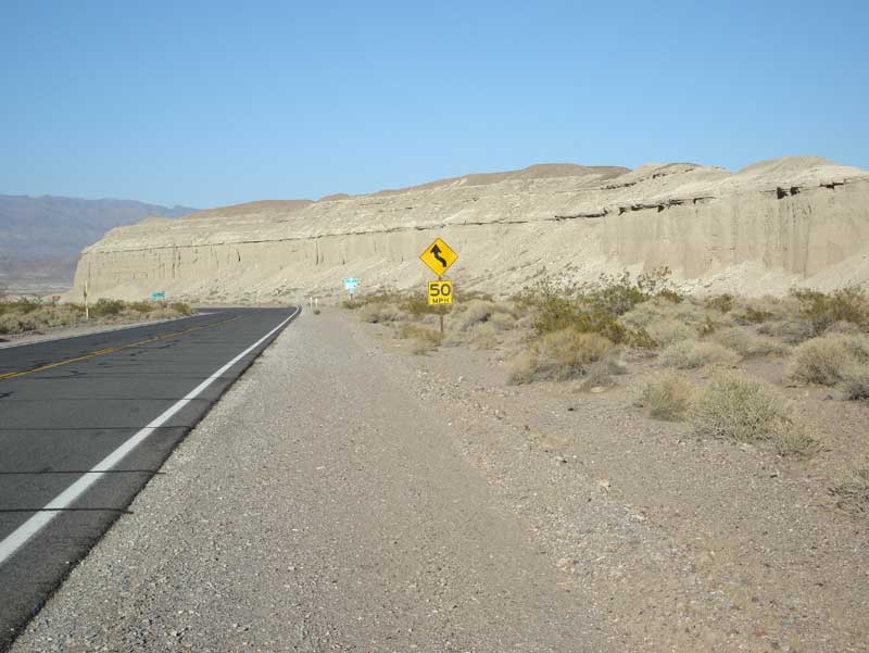 The enjoyable descent into Tecopa Basin on Highway 127 comes to an end