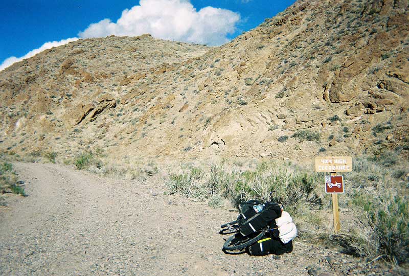  Signage at the entrance of the road toward Monarch Canyon (Chloride Cliff Road)