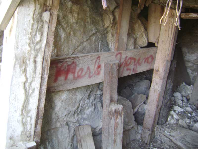 Just inside the upper mine tunnel is another signature from "Merle Young 74"